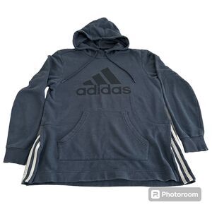 Adidas Essentials 3-Stripes Women's Pullover Hoodie Size Medium Blue Sweatshirt